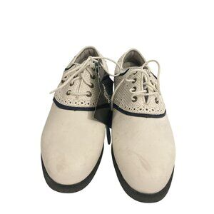 Ashworth Women's size 6.5M White Navy Leather Spikeless Golf Shoes NWT